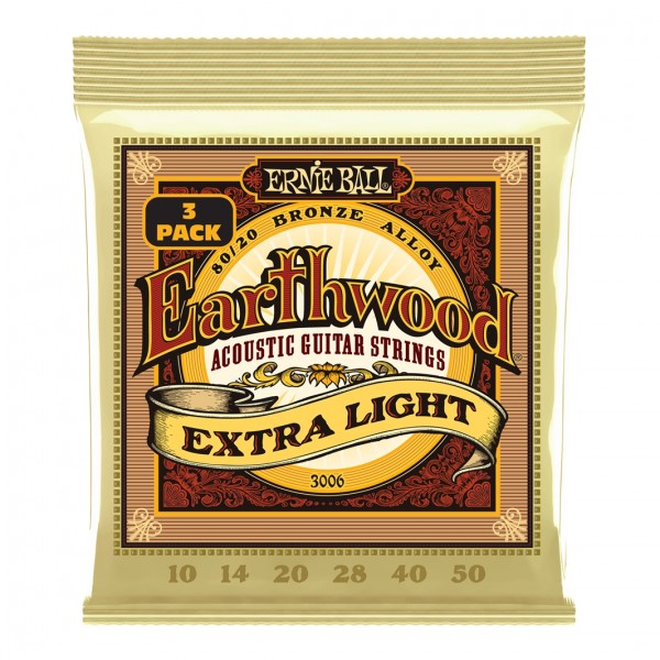 Ernie Ball Earthwood Phosphor Bronze Extra Light 10-50 (3 Set Pack)
