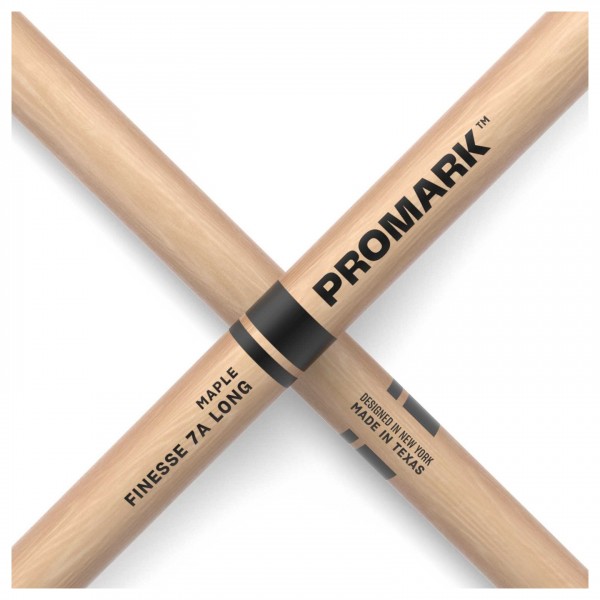 Promark Finesse 7A Long Maple Drumstick, Small Round Wood Tip