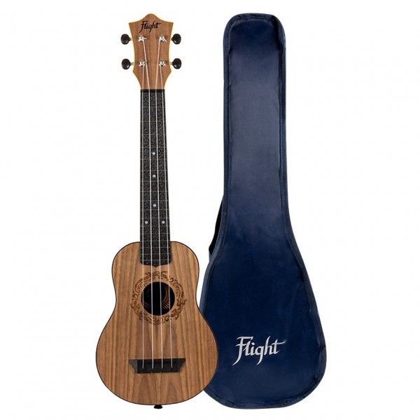 Flight TUSL-50 Travel Long Neck Soprano Ukulele, Walnut gigbag