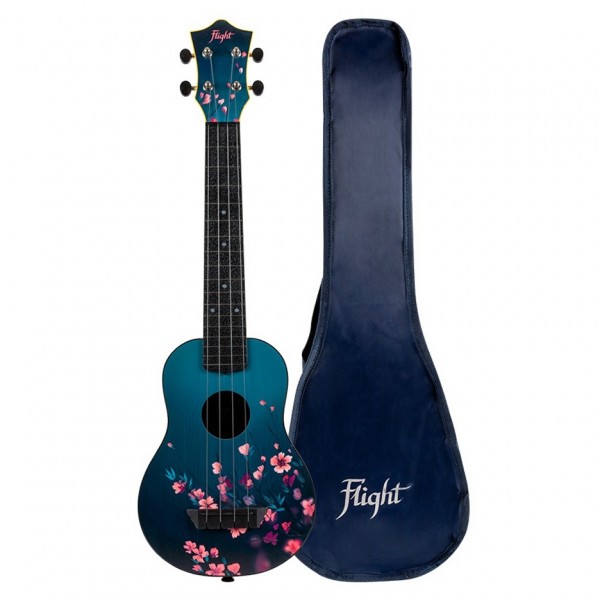 Flight TUSL-32 Travel Long Neck Soprano Ukulele, Sakura gigbag
