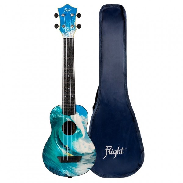 Flight TUSL-25 Travel Long Neck Soprano Ukulele, Surf gigbag