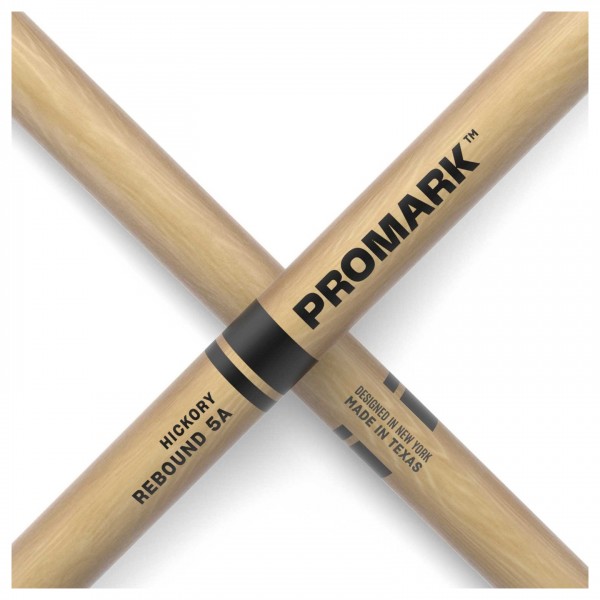 Promark Rebound 5A Hickory Drumsticks, Oval Nylon Tip