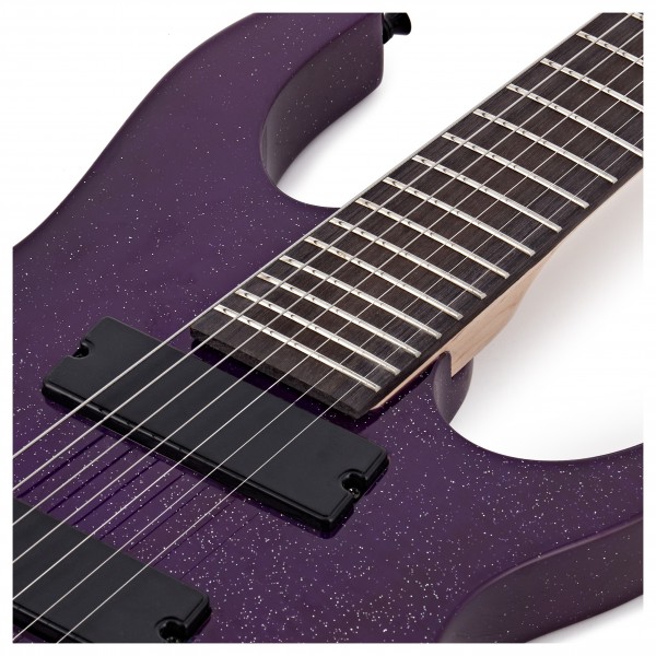 Harlem S 7-String Fanned Fret Guitar by Gear4music, Purple Sparkle