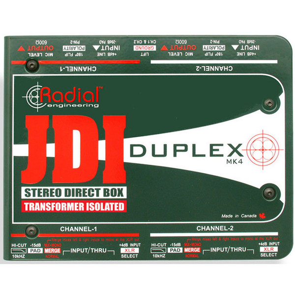 Radial JDI Duplex Stereo Direct Box - Top