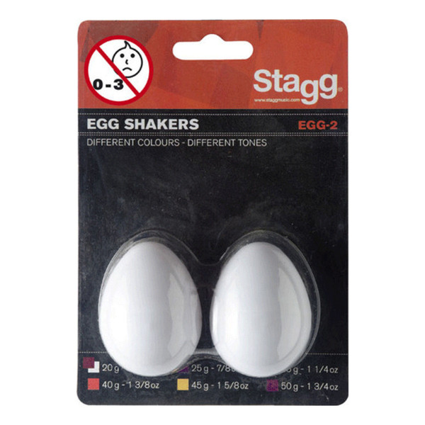 Stagg Plastic Egg Shakers (White, Pair)