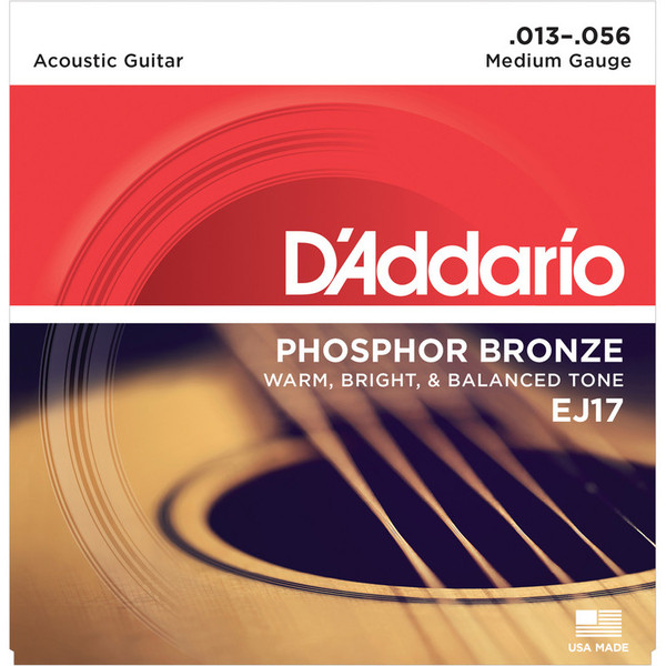 D'Addario EJ17 Phosphor Bronze, Medium, 13-56