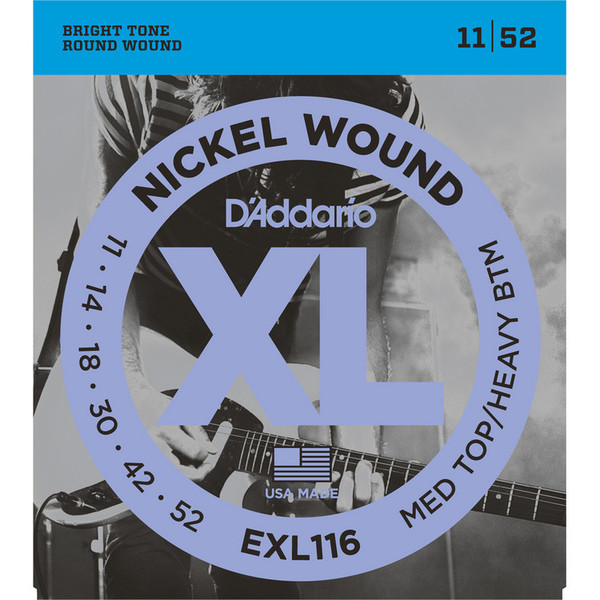 D'Addario EXL116 Nickel Wound, Medium Top/Heavy Bottom, 11-52