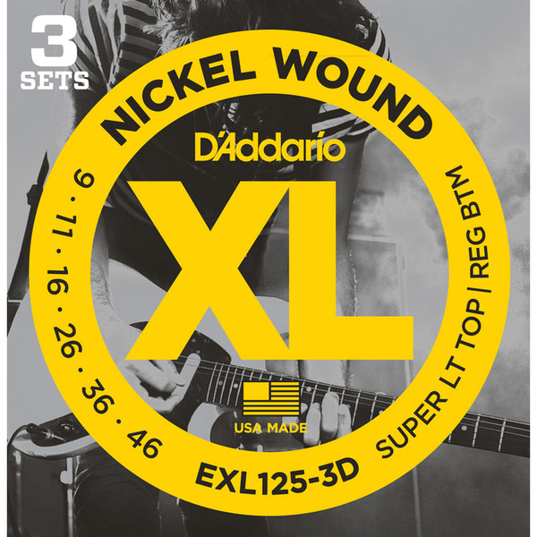 D'Addario EXL125 Nickel Wound; 9-46 x 3 Pack 