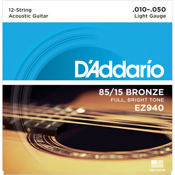 D'Addario EZ940 85/15 Great American Bronze, 12-String Light, 010-050