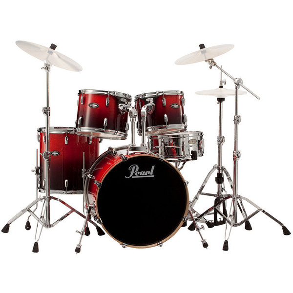 Pearl Vision Birch Lacquer VBL 22'' Rock Fusion Drum Kit, Ruby Fade