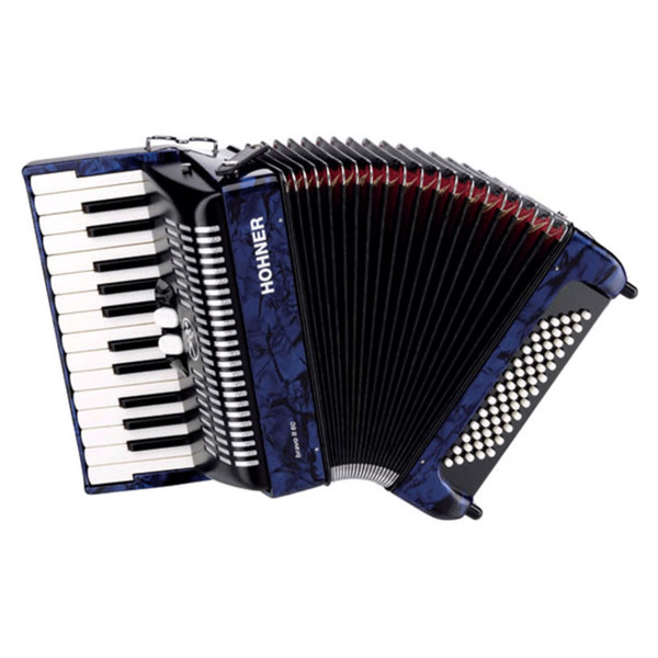 Hohner Bravo II 48 Accordion, Dark Blue with Gig Bag