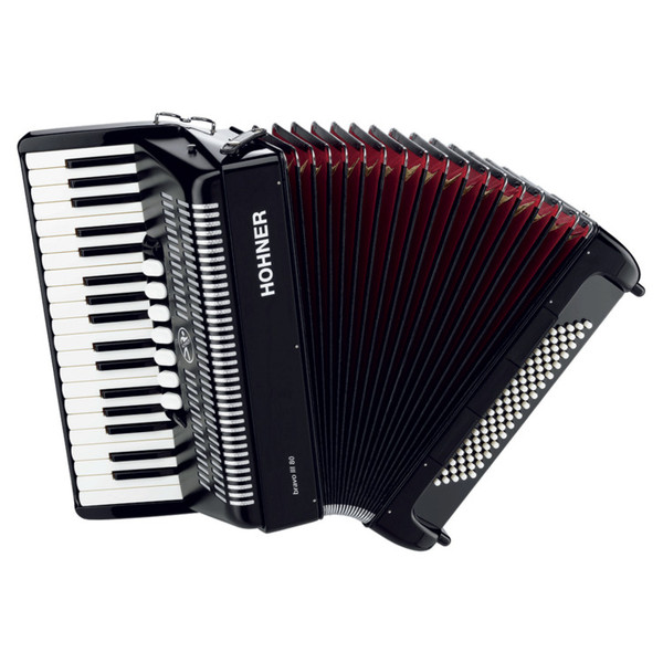 Hohner Bravo III 80 Accordion, Black with Gig Bag