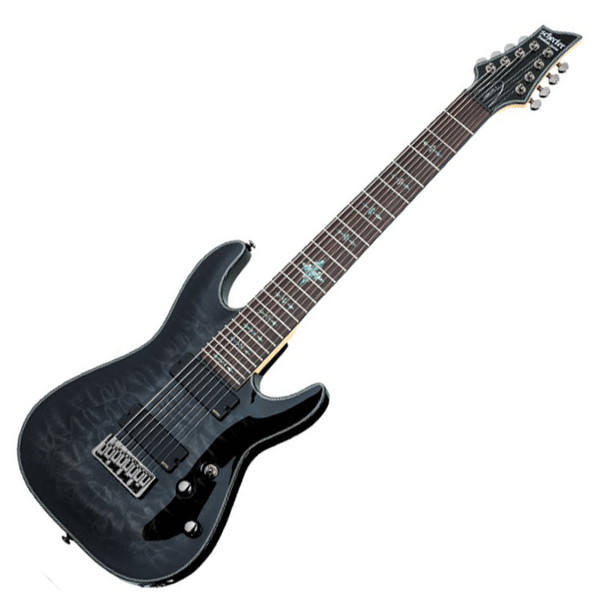 Schecter Damien Elite-8 Guitar, See-Thru Black