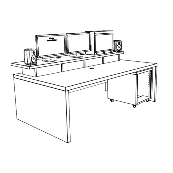 My Big Desk Xtra Big Slab + 12U Rack and Top Racks, Platinum White