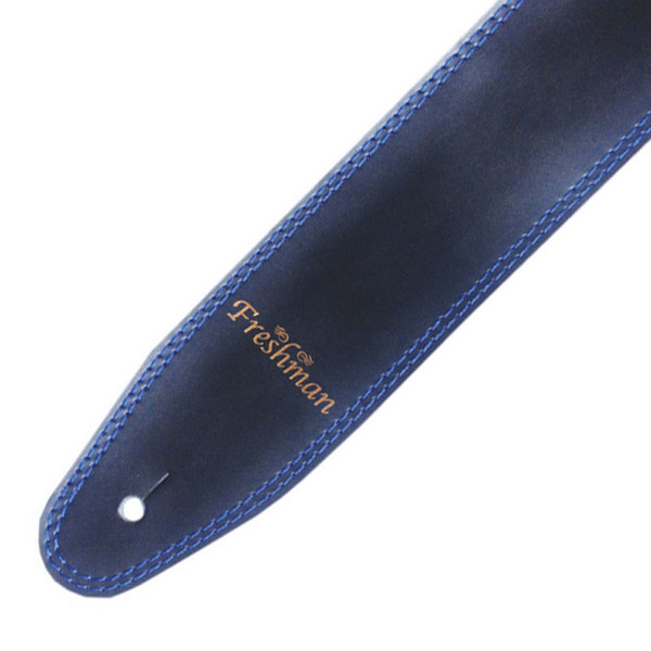 Freshman Leather Strap, 65mm, Black with Blue Stitching
