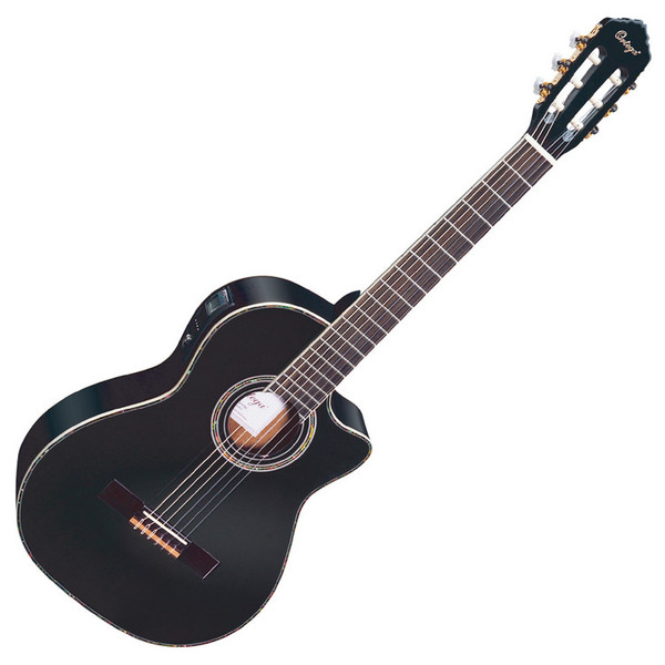 Ortega RCE141BK Electro Classical Guitar, Solid Cedar, Gloss Black