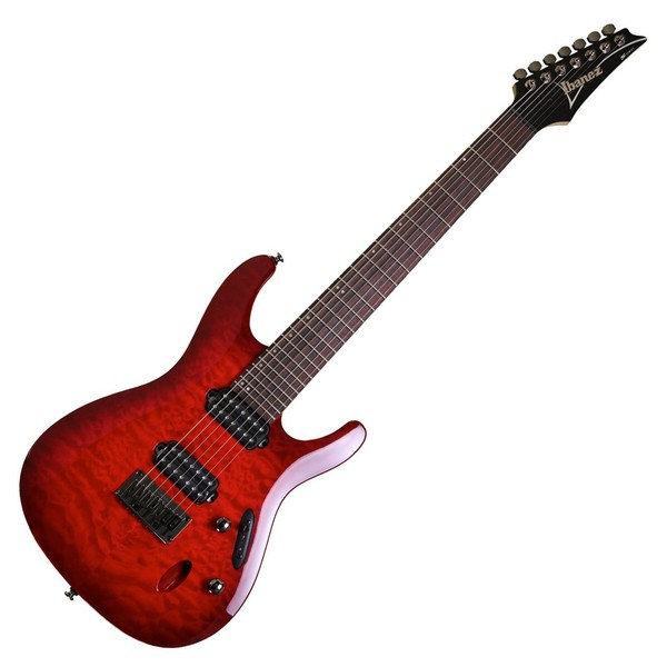 Ibanez S7521QM Electric Guitar, Transparent Red Burst