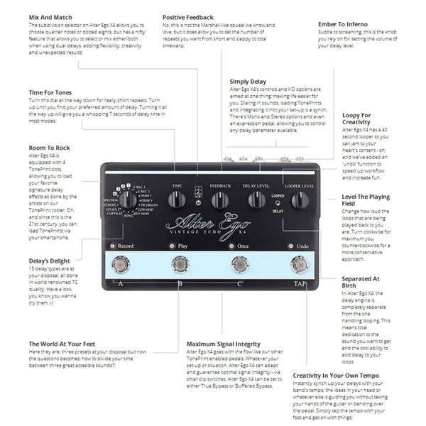 TC Electronic Alter Ego X4 Vintage Echo Pedal | Gear4music