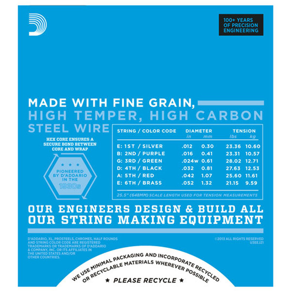 D'Addario EXL116 Nickel Wound, Medium Top/Heavy Bottom, 11-52