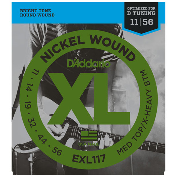 D'Addario EXL117 Nickel Wound, Medium Top/Extra Heavy Bottom, 11-56