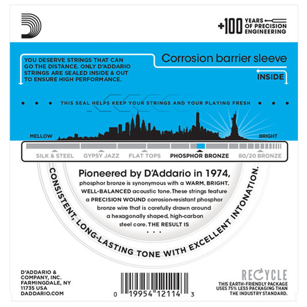 D'Addario EJ16 Phosphor Bronze, Light, 12-53