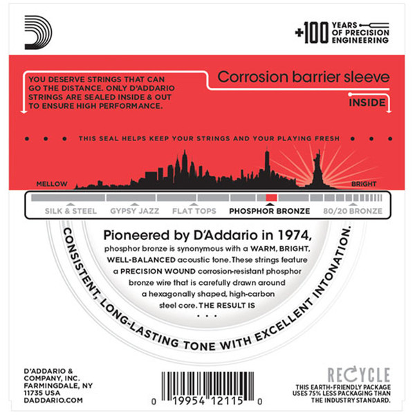 D'Addario EJ17 Phosphor Bronze, Medium, 13-56