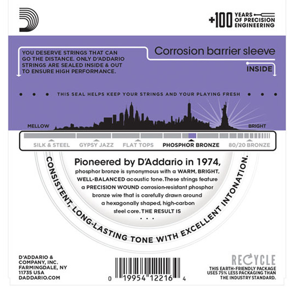 D'Addario EJ26 Phosphor Bronze, Custom Light, 11-52 x 3 Pack