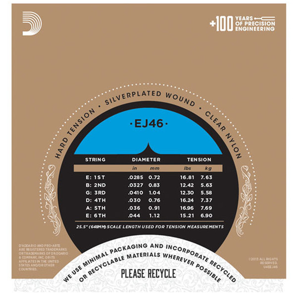 D'Addario EJ46 Pro-Arte Nylon, Hard Tension
