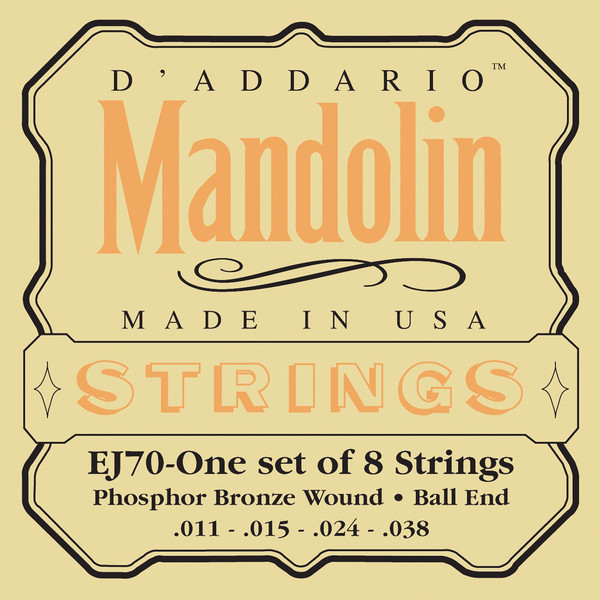 D'Addario EJ70 Phosphor Bronze Mandolin Strings, Ball End, Med/Light