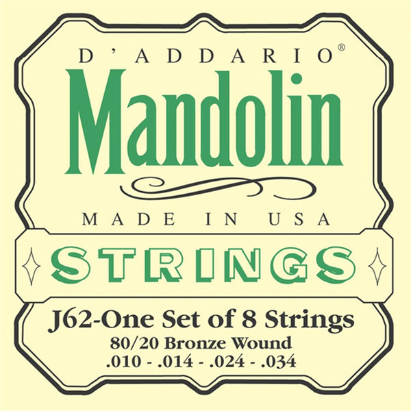 D'Addario J62 80/20 Bronze Mandolin Strings, Light 10-34