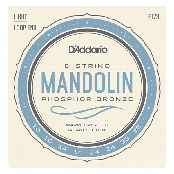 D'Addario J73 Mandolin Strings, Phosphor Bronze, Light 10-38 front view