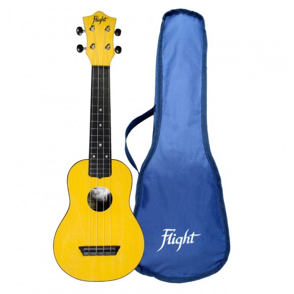 Flight TUS-35 Travel Soprano Ukulele, Yellow gigbag