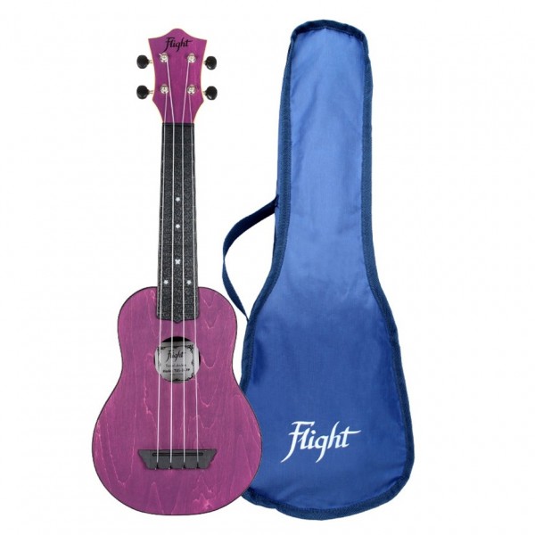 Flight TUS-35 Travel Soprano Ukulele, Purple gigbag