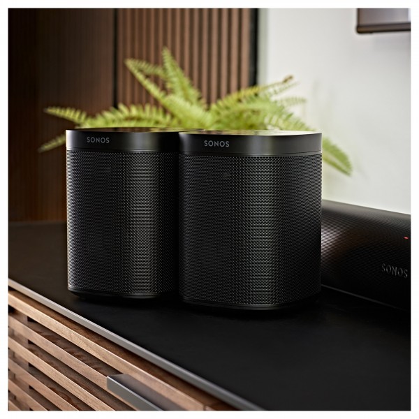 Sonos ONE Gen2 Smart Speaker, Black Double View