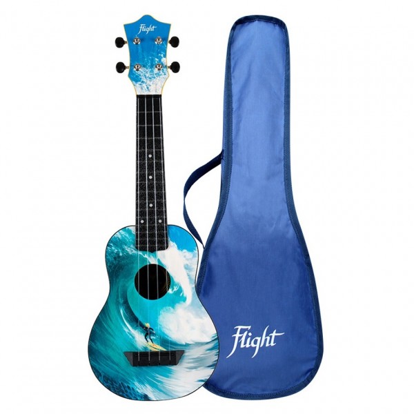 Flight TUS-25 Travel Soprano Ukulele, Surf gigbag
