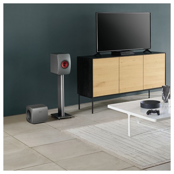 KEF KC62 Subwoofer, Titanium Grey Lifestyle View