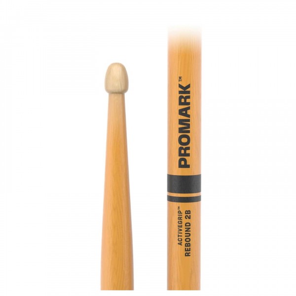 Promark Rebound 2B ActiveGrip Clear Drumsticks, Acorn Wood Tip - Tip
