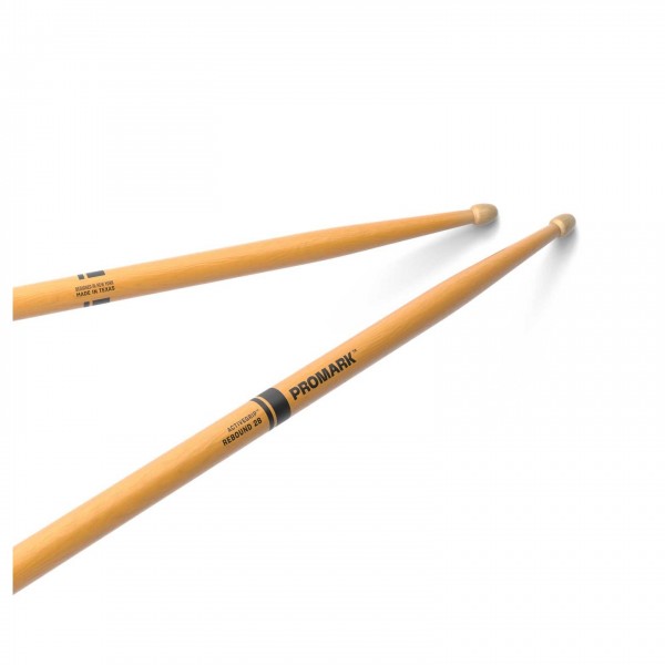 Promark Rebound 2B ActiveGrip Clear Drumsticks, Acorn Wood Tip - Angle