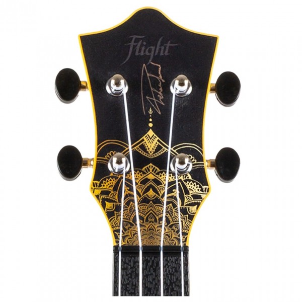 Flight TUC-40 Travel Concert Ukulele, Gold Mandala - Headstock Front