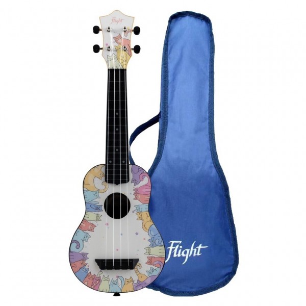 Flight TUS-40 Travel Soprano Ukulele, Kitty gigbag