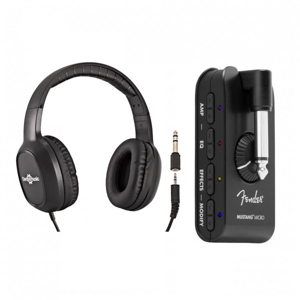 Fender Mustang Micro Headphone Amplifier For Electric Guitar – Portable Modeling Amp With USB-C (Model 2311300000)