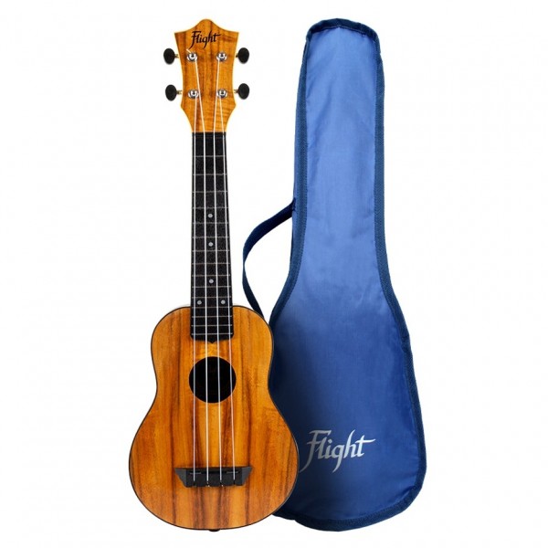 Flight TUS-55 Travel Soprano Ukulele, Acacia gigbag