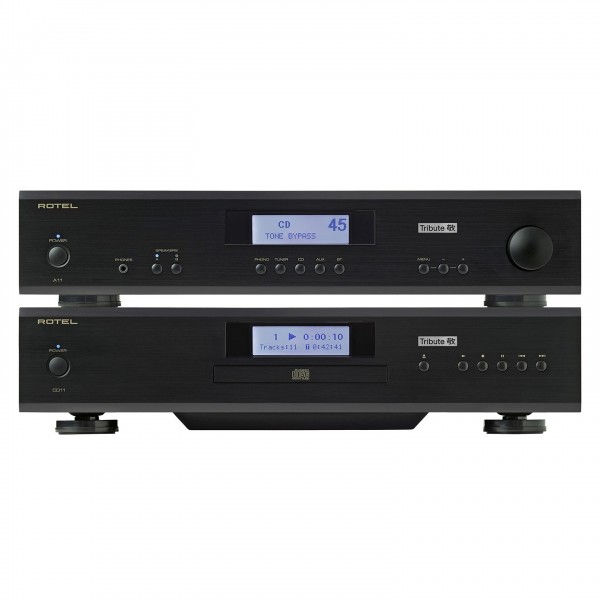 Rotel A11 Integrated Amplifier & CD11 CD Player Hi-fi Bundle, Black Front View