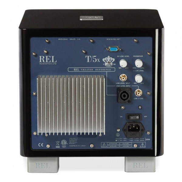 REL T5X Subwoofer, Gloss Black - Rear