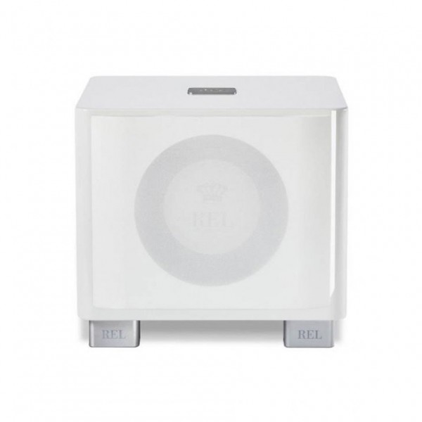 REL T7X Subwoofer, Gloss White - Front with Grille