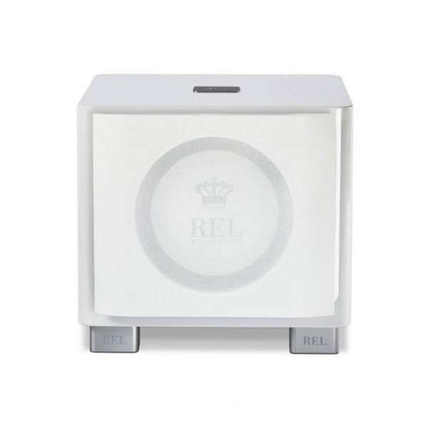 REL T9X Subwoofer, Gloss White - Front with Grille