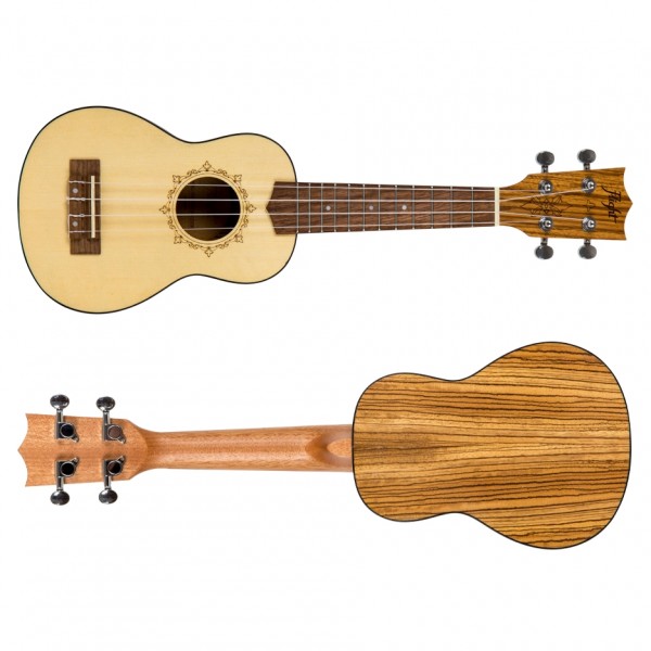 Flight DUS320 Soprano Ukulele, Zebrawood B&S side