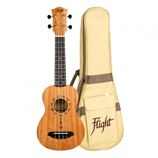 Flight DUS371 Soprano Ukulele, African Mahogany plus bag