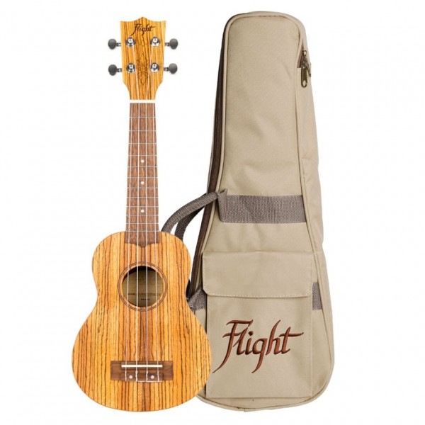 Flight DUS322 Soprano Ukulele, Zebrawood 3