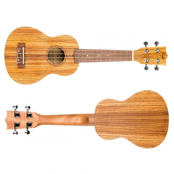 Flight DUS322 Soprano Ukulele, Zebrawood side